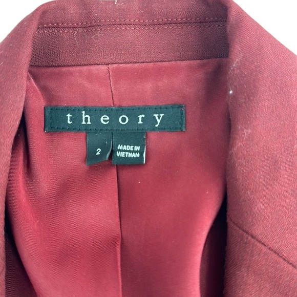 Theory suit blazer dress pants burgandy career business blazer sz 2 pants sz 0 - Picture 16 of 16